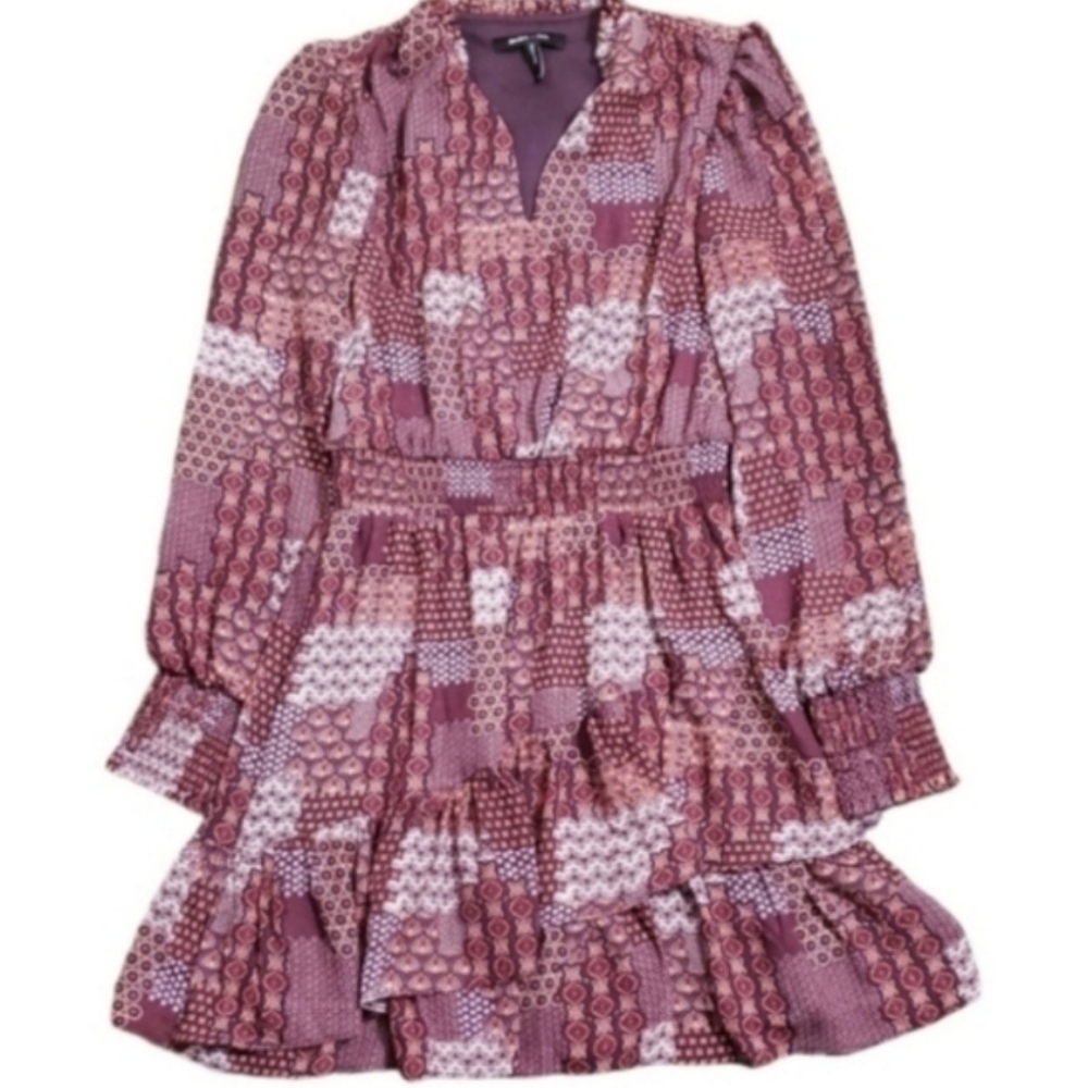 Bcbg Paris Burgundy Patchwork Statement Mini Dres… - image 2